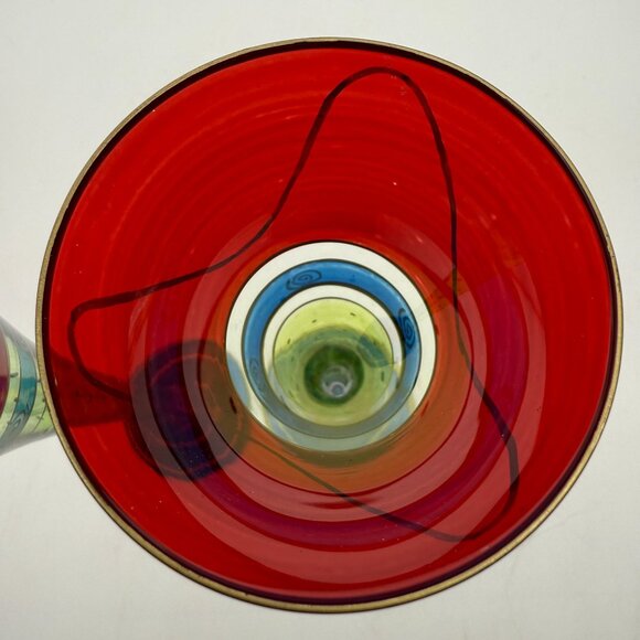 Vtg Pier 1 Handpainted Fluted Champagne Glasses (2) Vibrant Design Discontinued - Picture 6 of 9